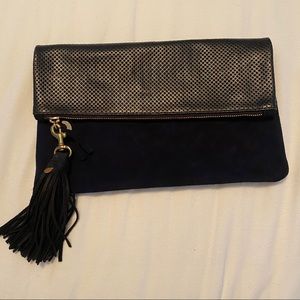 Clare Vivier Suede/Leather Fold Over Clutch!